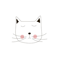 Cartoon cat animal. Line art silhouette drawing. Vector illustration doodle concept eps10
