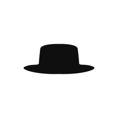 Collection of retro hats silhouette. Top hat isolated on white. Vector illustration