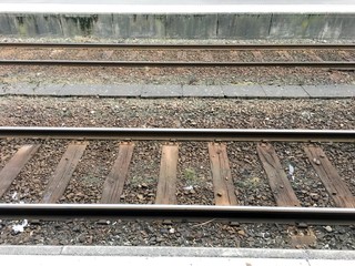 Railway tracks with wooden sleepers