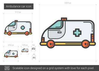 Fototapeta na wymiar Ambulance car line icon.