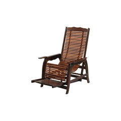 Wooden deck chair isolated on white background with clipping path.
