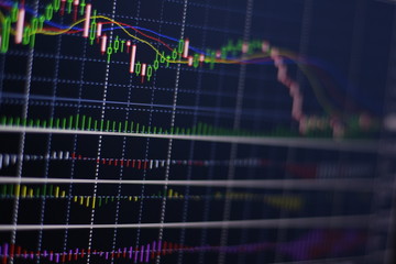 graph chart of stock market investment trading.