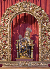 Fototapeta na wymiar CORDOBA, SPAIN - MAY 26, 2015: The carved polychrome baroque statue of st. Ann in church of Monastery of st. Ann and st.Joseph (Convento de Santa Ana y San Jose).