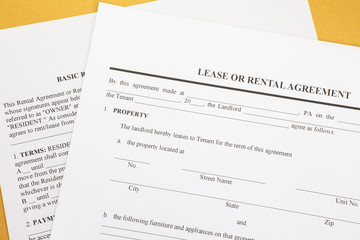 Close - up Lease or Rental agreement form