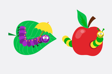 Cartoon caterpillar insect vector illustration.