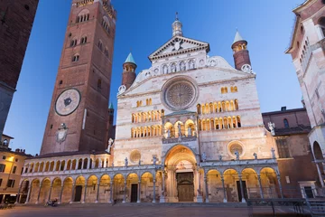 Photo sur Plexiglas Monument Cremona - The cathedral Assumption of the Blessed Virgin Mary at dusk.