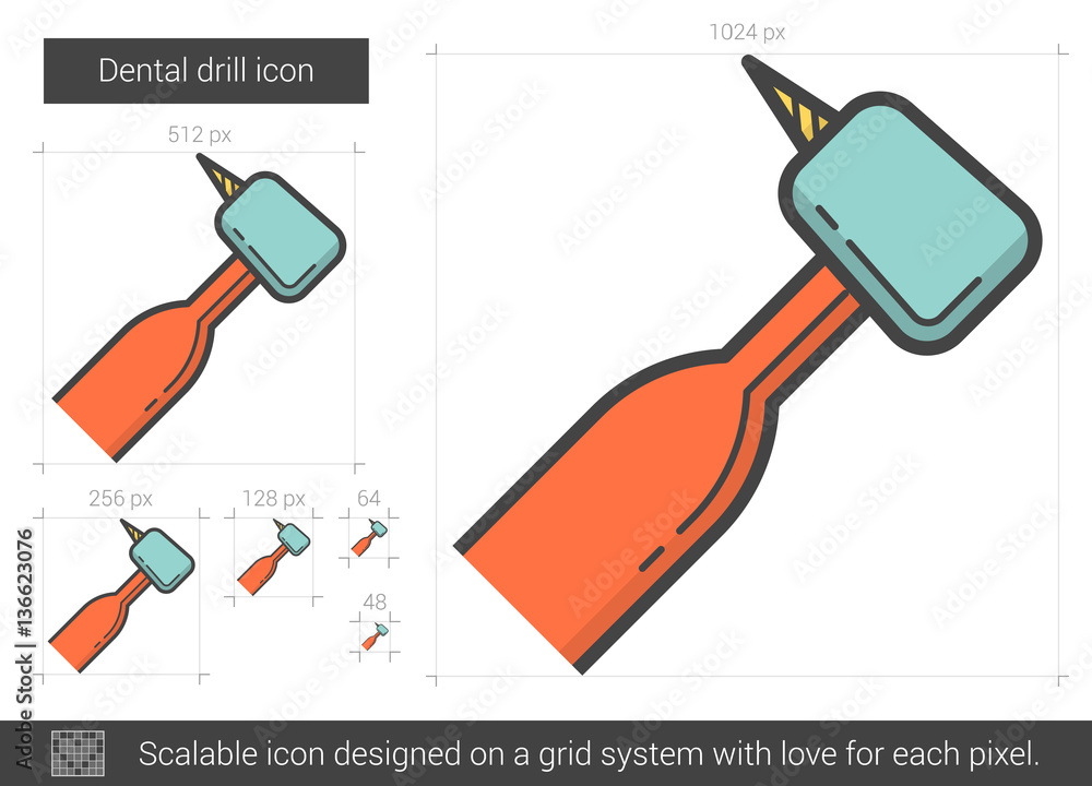 Canvas Prints dental drill line icon.