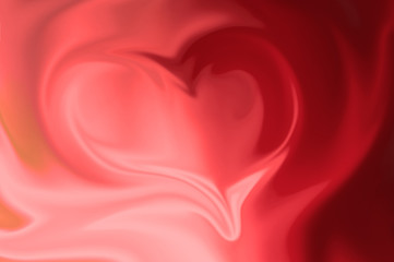 Digital blurred red background with hearts pictured with spread liquify flow