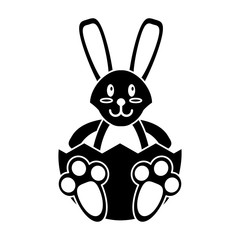 easter bunny with broken egg pictogram vector illustration eps 10