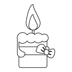 easter candle with ribbon bow decoration thin line vector illustration eps 10