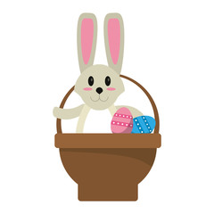 easter rabbit inside egg basket vector illustration eps 10