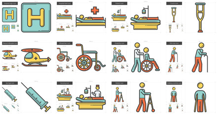 Medicine line icon set.