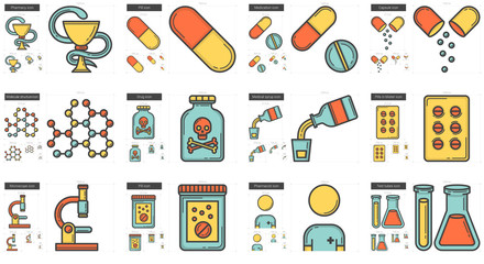 Medicine line icon set.
