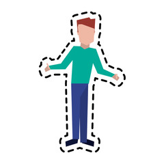 man standing cartoon icon over white background. colorful design. vector illustration