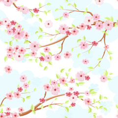 lovely blossom of cherry. seamless texture for fabric
