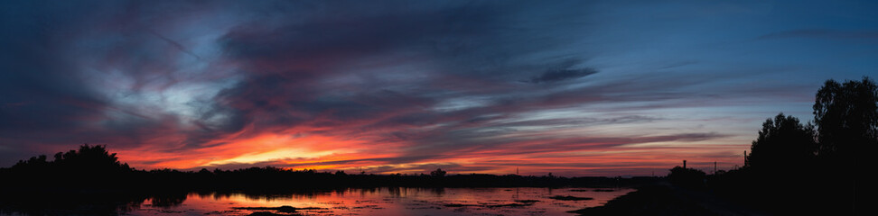 Fototapeta na wymiar Beautiful sunset sky with clouds,panorama shoot
