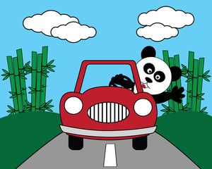 panda driving a car © rizalvector