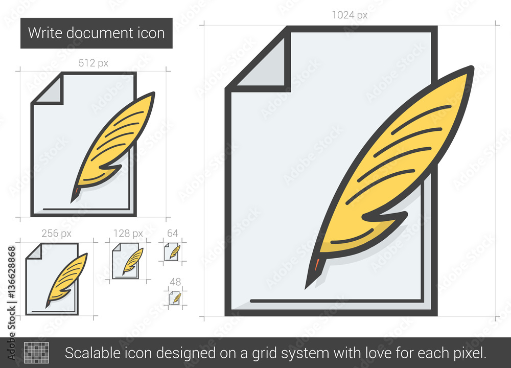 Sticker Write document line icon.