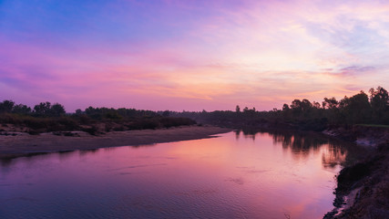 Fototapeta premium image of countryside at sunset time,The concept of a rustic lifestyle.