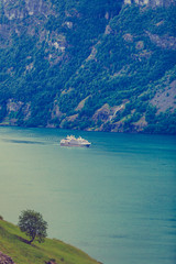 Cruise ship ferryboat on norwegian fjord