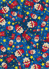 Cute Cartoon Magical Wizard Pattern Illustration