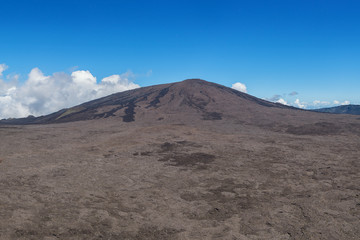 le piton de la fournaise, r&eacute;union island : inside the enclosire of the volcano, panoramic view.
