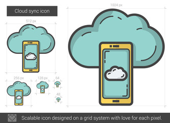 Cloud sync line icon.
