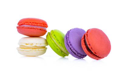 macaroons or macaron on white background,