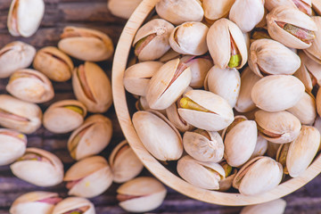 Pistachio nuts in Wood Cup