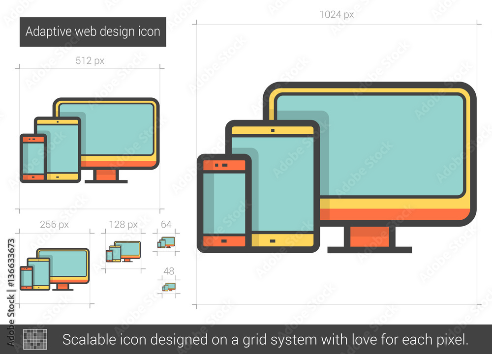 Poster adaptive web design line icon.