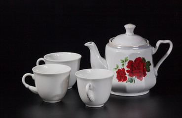 Cup of tea on a black background