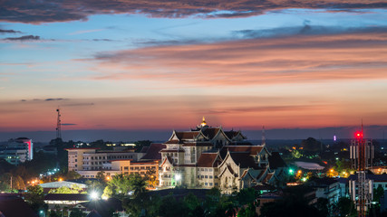 Culture center in Ubon Ratchathani Rajabhat University at sunset