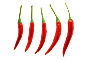Fotobehang chilli red peppers on white background © sutadimages
