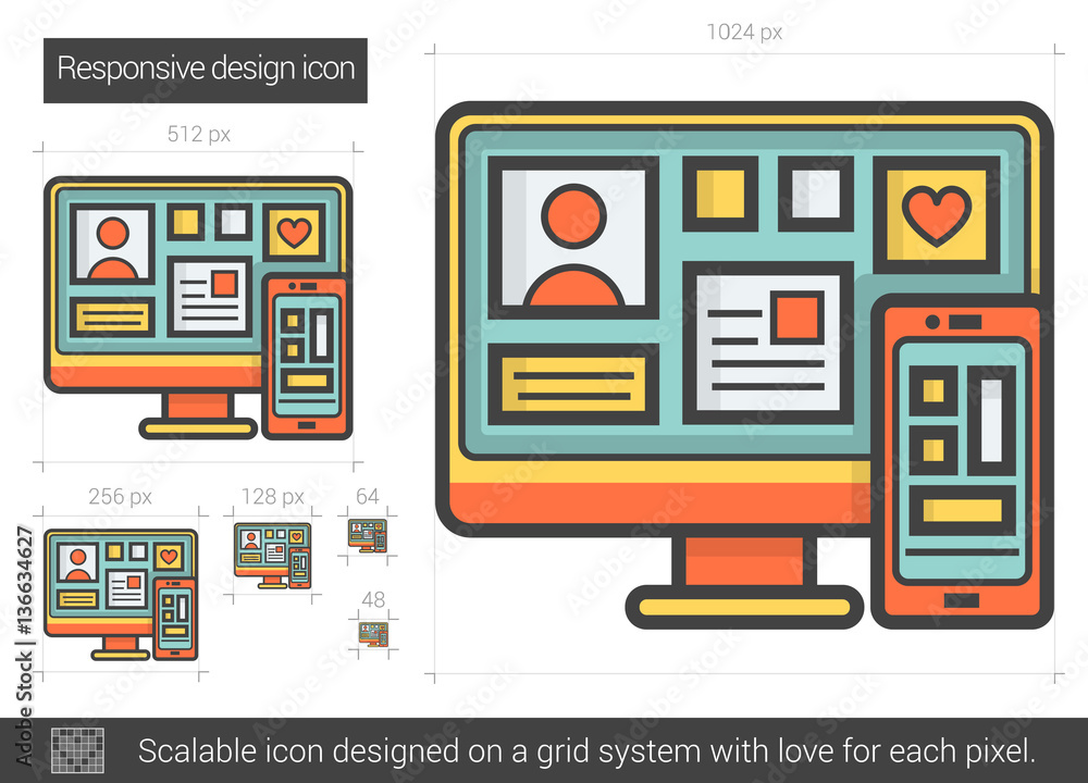 Poster responsive design line icon.