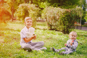 Fototapeta premium boys for a walk