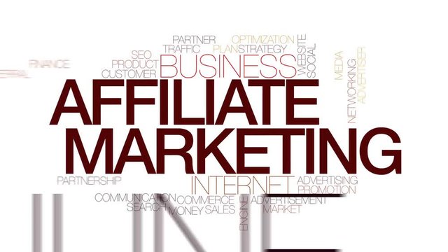 Affiliate marketing animated word cloud, text design animation. Kinetic typography.