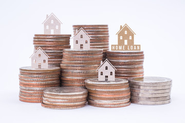 Home loan on selective focus of stack of US. dollar coins