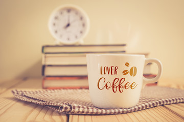 Coffee cup with Coffee lover text. vintage color effected