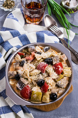 Steamed vegetables with pasta