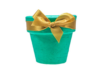 Green Colour Flowerpot On White Background