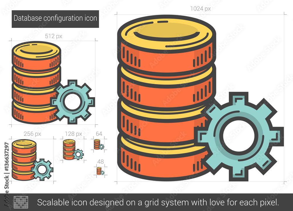 Poster database configuration line icon.