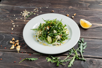 salad with cheese Dor Blue and pickled pear