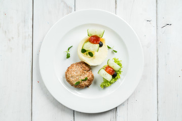 mashed potato with cutlet