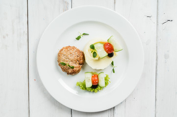 mashed potato with cutlet