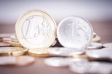 euro and ruble coins