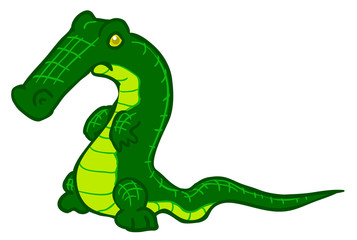 Cartoon crocodile character, vector illustration, horizontal, isolated
