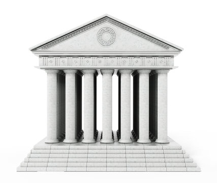 Old Greek temple isolated on white background. 3D illustration