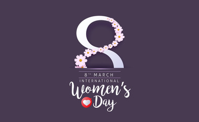 8 March Women's Day greeting card template. Vector illustration.banners.Wallpaper.flyers, invitation, posters, brochure.