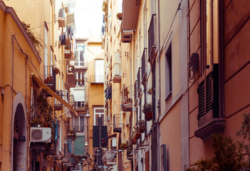 Obraz na płótnie Canvas Street view of old town in Naples city, italy Europe