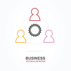 Business start up concept with colorful gear icons illustration.